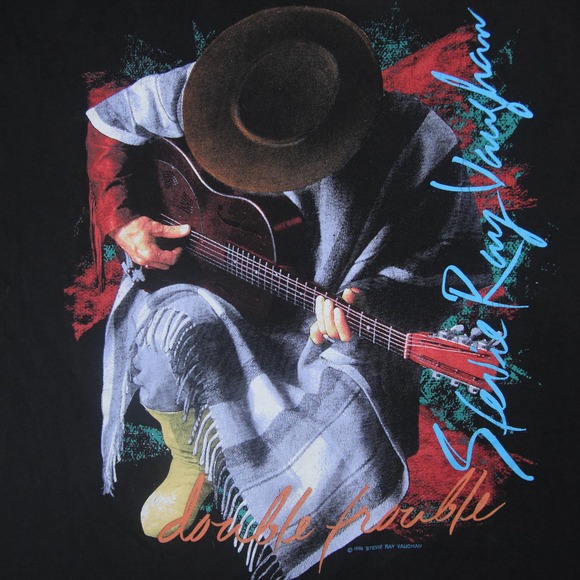 Vintage 1989 Stevie Ray Vaughan Double Trouble Graphic Band T Shirt - Picture 3 of 7